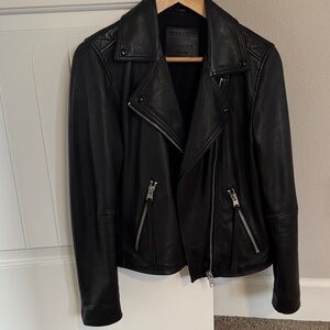 All Saints Dalby Leather Biker Jacket in Black